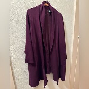 Simply Emma Open Front Cardigan Women Purple Rayon Blend 3/4 Sleeve Size 3X